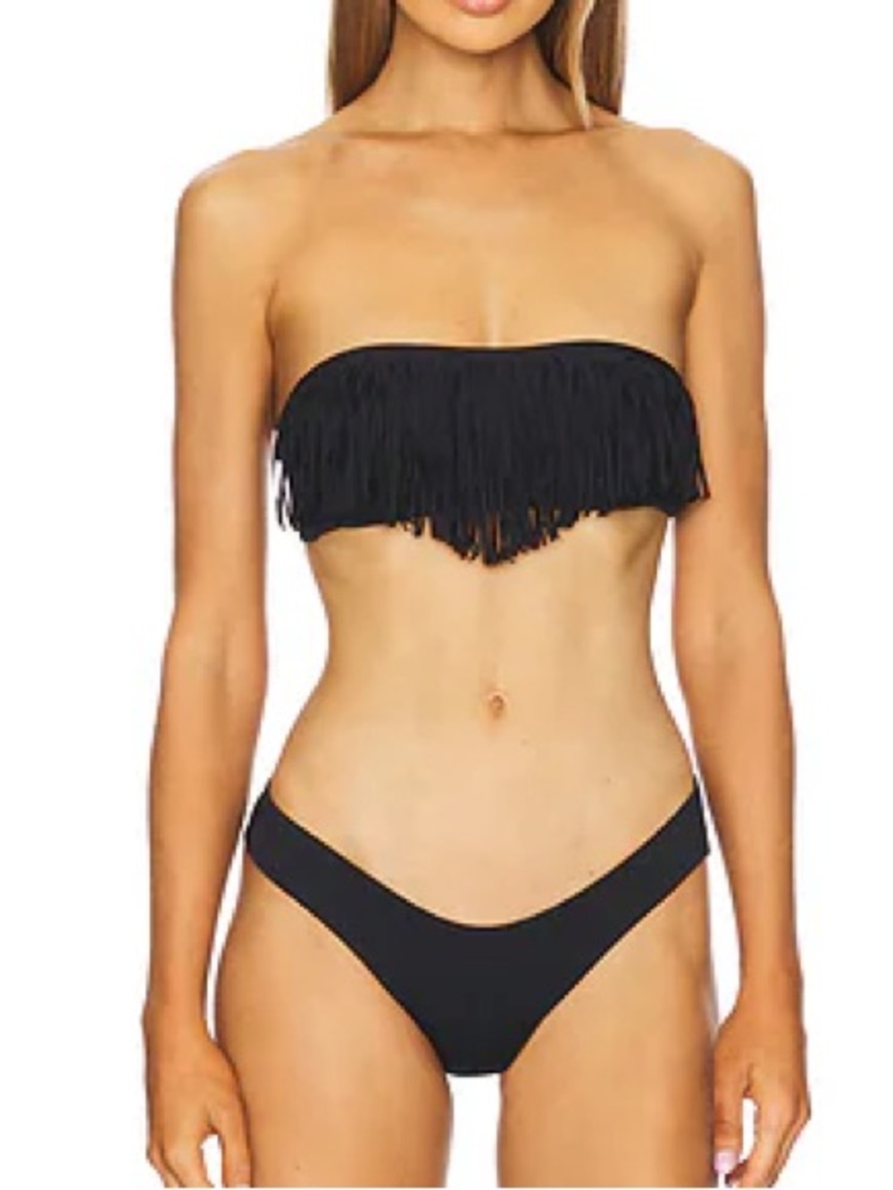 L*space Dixie Black Fringe Bikini Top medium